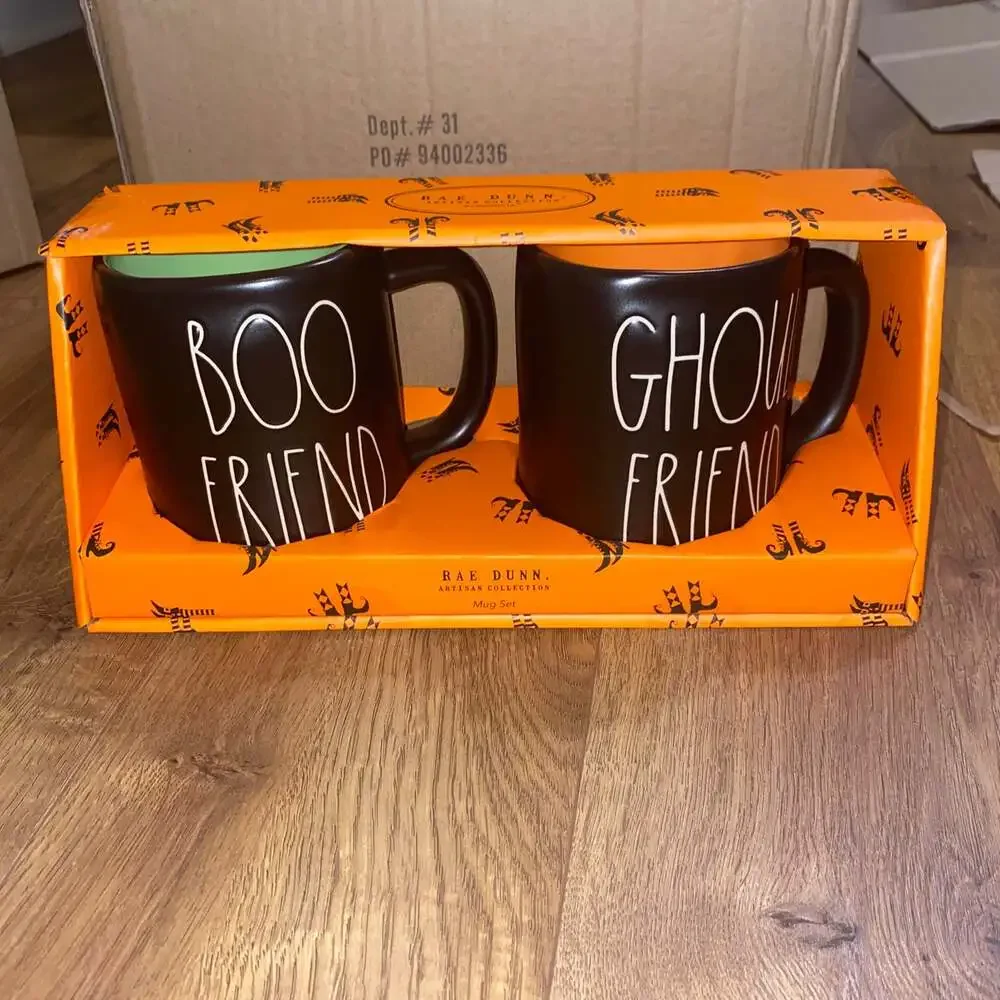 Rae Dunn 2 Pack Boo Friend & Ghoul Friend Mug Set Halloween Fall Decor